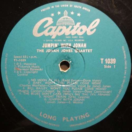 THE JONAH JONES QUARTET - JUMPIN WITH JONAH  (LP/VINYL)