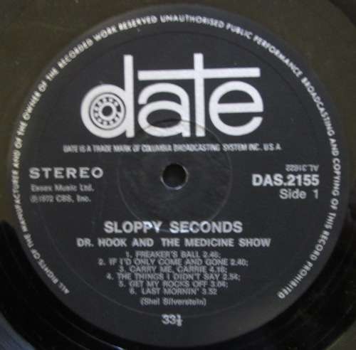 DR. HOOK - SLOPPY SECONDS  (LP/VINYL)