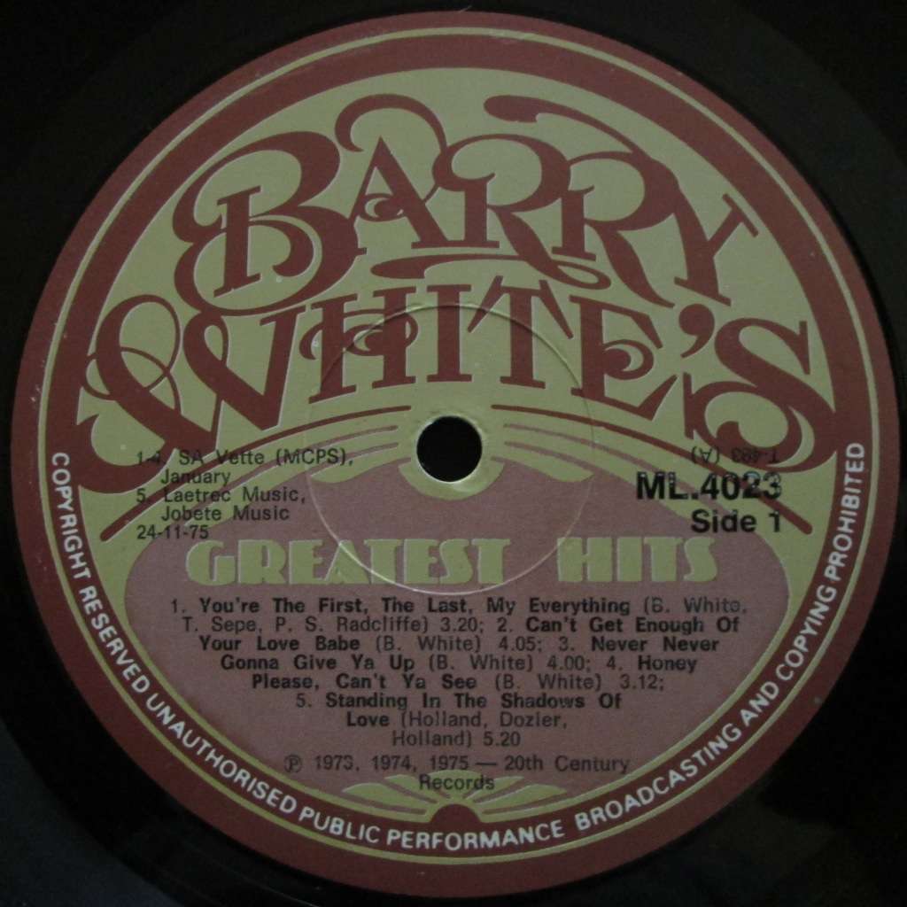 BARRY WHITE - GREATEST HITS  (LP/VINYL)