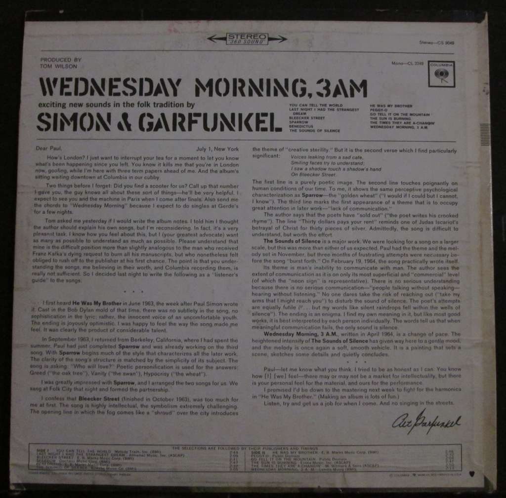 SIMON & GARFUNKEL - WEDNSDAY MORNING. 3 AM   (LP/VINYL)
