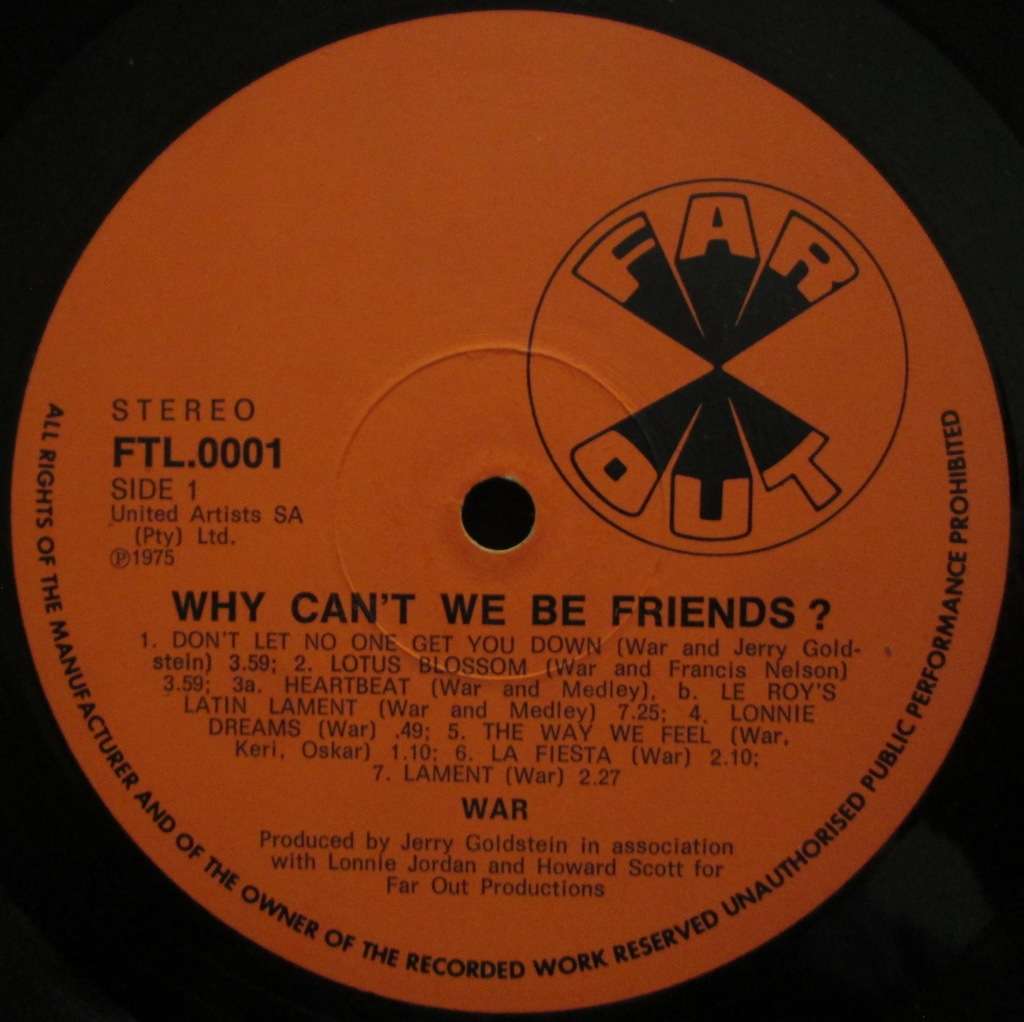 WAR - WHY CANT WE BE FRIENDS  (LP/VINYL)