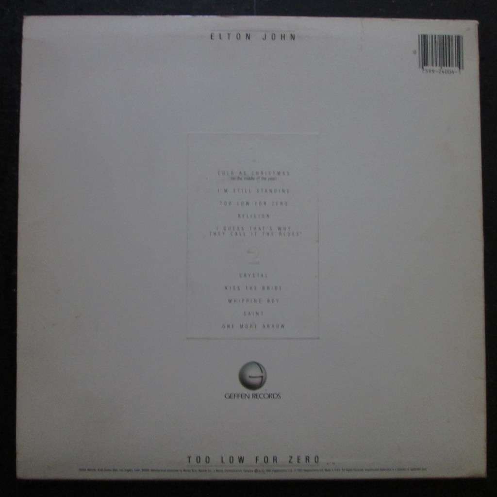 ELTON JOHN - TOO LOW FOR ZERO  (LP/VINYL)