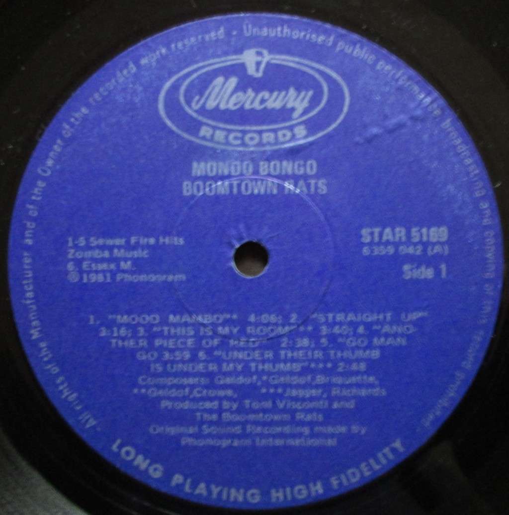 THE BOOMTOWN RATS - MONDO BONGO   (LP/VINYL)