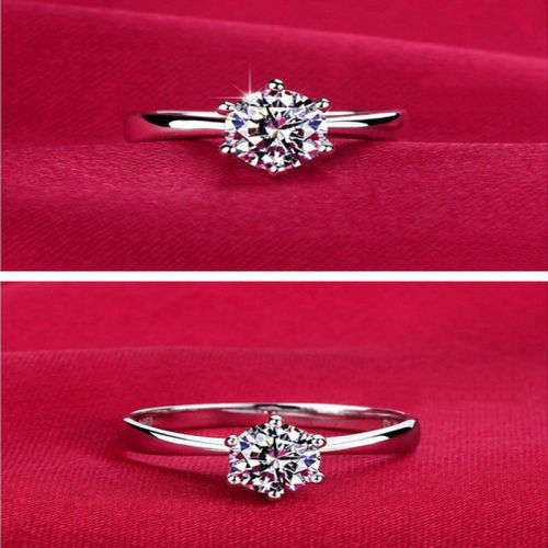 Sterling Silver Engagement Simulate Diamond Ring
