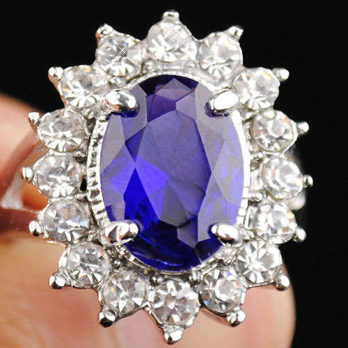 Noble Royal Princess Blue Acrylic Rhinestone Engagement Ring