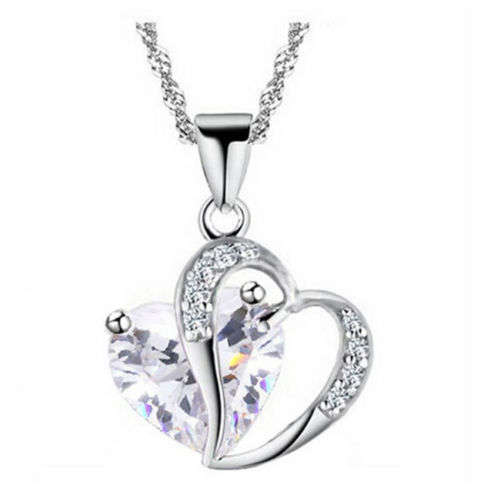 Heart Crystal Rhinestone Exquisite Charminng With Chain Necklace Pendant