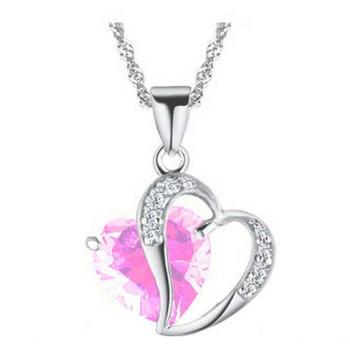 Heart Crystal Rhinestone Exquisite Charminng With Chain Necklace Pendant