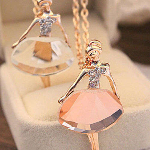 Ballet Dancer Crystal Necklace / Pendant Swarovski [CHAMPAGNE CRYSTAL]