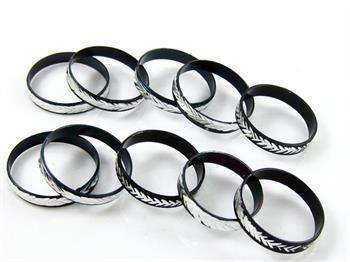 9pcs Black and White Aluminum Alloy Rings Wholesale