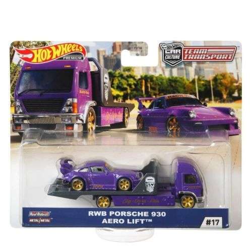 HOT WHEELS PREMIUM TEAM TRANSPORTER RWB PORSCHE 930 ON AERO LIFT TRUCK