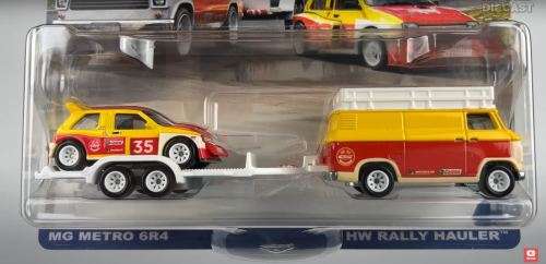 HOT WHEELS PREMIUM `TEAM TRANSPORTER` MG METRO 6R4 WITH HW RALLY HAULER
