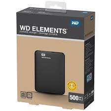 WD ELEMENTS 500GB EXTERNAL  PORTABLE DRIVE