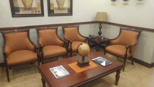 Wetherlys 4 x Orange chairs and Wood - Immaculate Condition - R21000