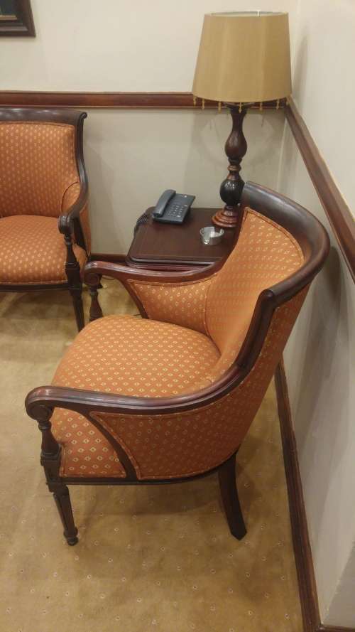 Wetherlys 4 x Orange chairs and Wood - Immaculate Condition - R21000