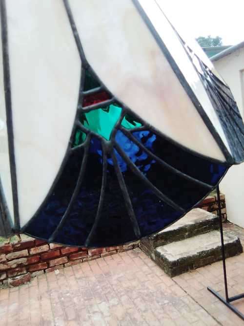 Vintage Hand Made Lead Lamp - Lead, Blue,Green,Red & Cream Marble - 100% NO CRACKS NO CHIPS