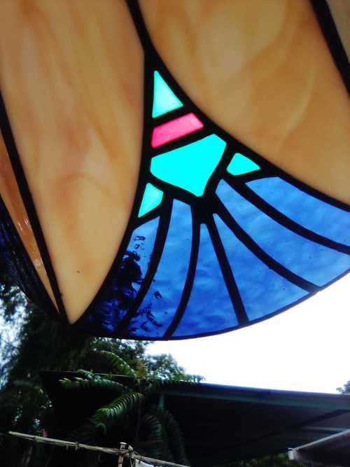 Vintage Hand Made Lead Lamp - Lead, Blue,Green,Red & Cream Marble - 100% NO CRACKS NO CHIPS