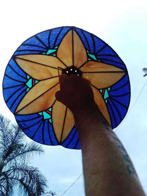 Vintage Hand Made Lead Lamp - Lead, Blue,Green,Red & Cream Marble - 100% NO CRACKS NO CHIPS