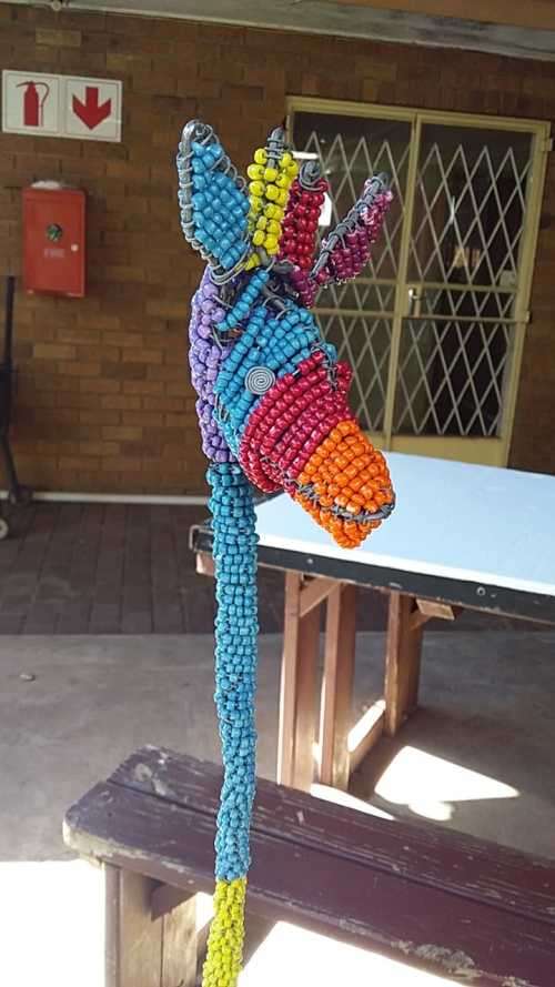 AMAZING - AFRICAN CULTURE GIRAFFE - VERY COLORFUL - 1,26m Meters in Height - AMAZING FIND