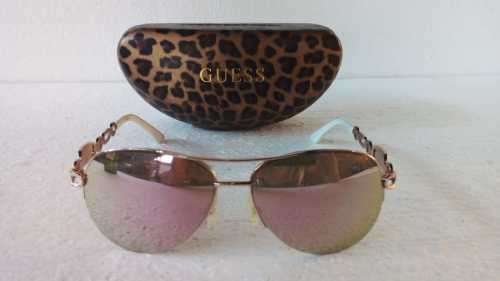 Guess Designer Sunglasses - GF 0257 28G - Pilot Frame Style - Shiny Rose Gold Comes in original Case