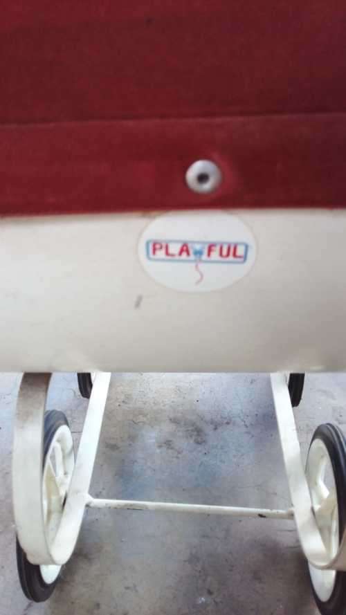 VINTAGE PLAYFUL 1950 DOLL PRAM -  MADE FROM METAL - 66 CM X 71  CM - AMAZING FIND - DON'T MISS OUT