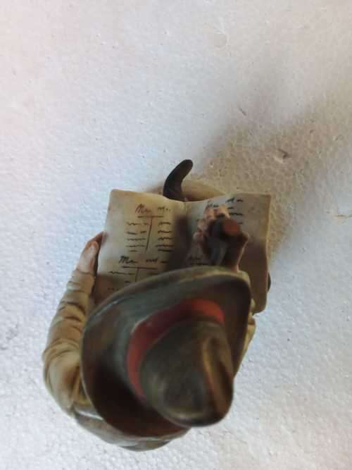 VINTAGE Man Sitting on a Rock,Reading and Smoking His Pipe - 17cm Height and 12.5 cm in Breadth