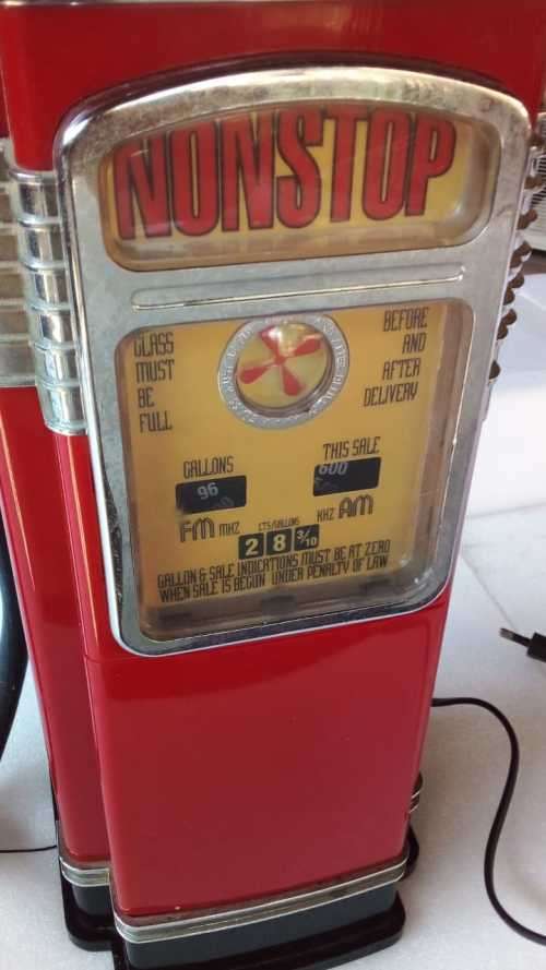 Vintage Gas Pump 40s Style AM/FM Cassette Working Radio NONSTOP Polyflame GASOLINE 23"