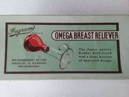Vintage Ingrams Omega reliever breast pump - glass & rubber - Original Box - excellent condition