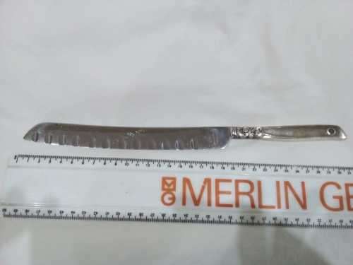 DAMASCENE BREAD KNIFE - SILVER HANDLE - AMAZING CONDITION