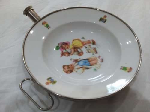 Antique Child`s Warming Dish With Hot Water Tank, Divided Plate, Vintage 1940`s - AMAZING CONDITION