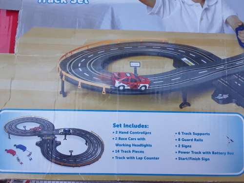 Kid Connection Road Racing Track Play Set Battery Operated Blue 8 Shape - WORKING - COMPLETE