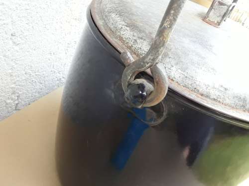 Very large vintage Judge Ware 6 Gallon Enamel hanging cooking Pot with Lid, 40cm x 30cm x 24cm deep