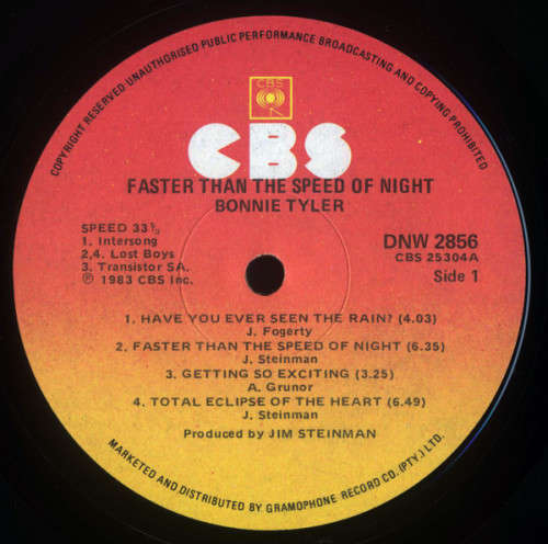 Bonnie Tyler  Faster Than The Speed Of Night - LP