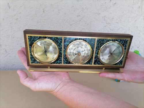 Huger Barometer west germany 3 in 1 desktop - PRACISIONS - RELATIVE HYGRO - C - 27 CM x 11CM