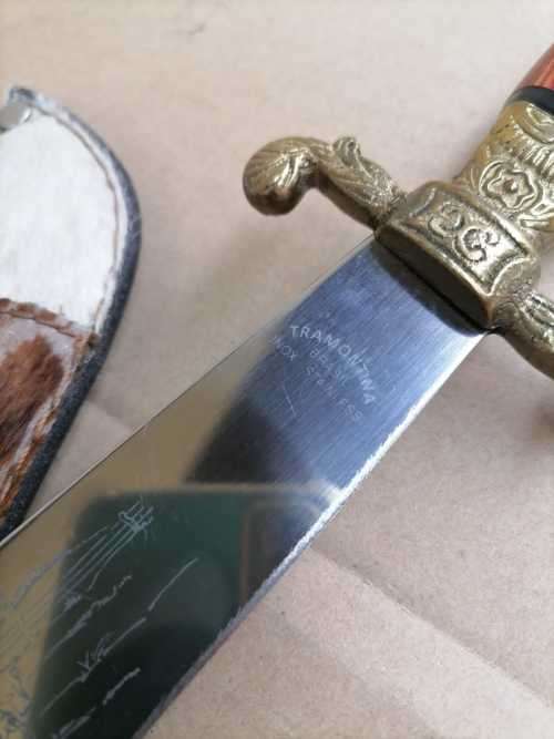 Vintage TRAMONTINA Brasil `INOX-STAINLESS` HUNTING KNIFE 26CM - Fixed Blade + SHEATH