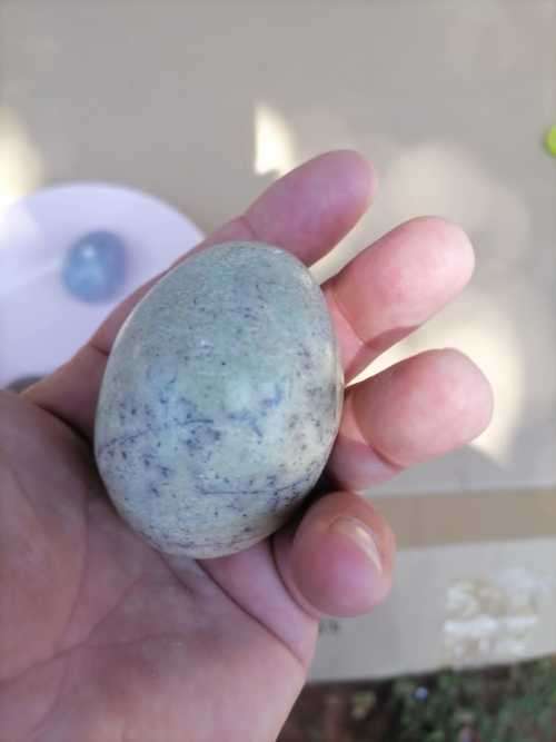 3 X ALABASTER, MARBLE AND ROCK EGG