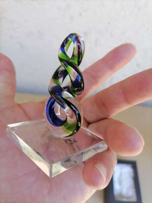 Smashing art glass - Swirl - Green, Blue - AMAZING - IN ORIGINAL BOX