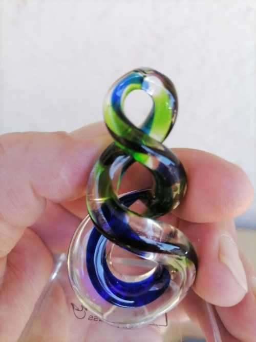 Smashing art glass - Swirl - Green, Blue - AMAZING - IN ORIGINAL BOX