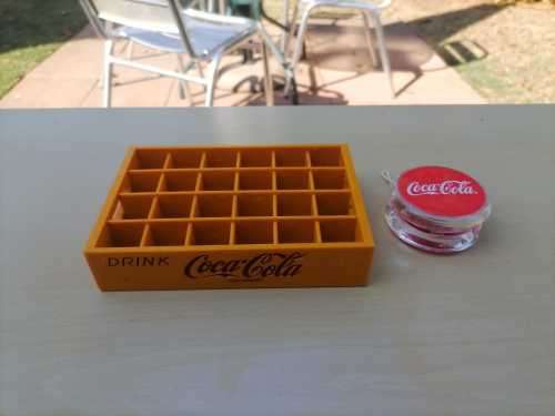 Vintage miniature 24 Coca-Cola crate and Total Coca-Cola Yoyo