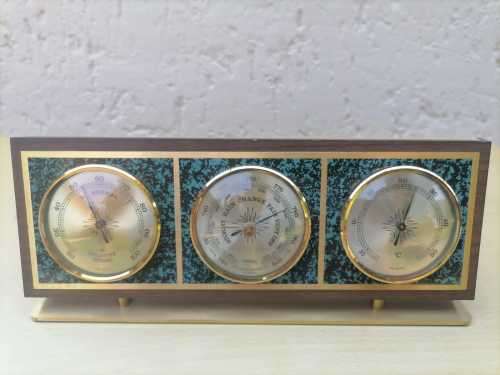 Huger Barometer west germany 3 in 1 desktop - PRACISIONS - RELATIVE HYGRO - C - 27 CM x 11CM