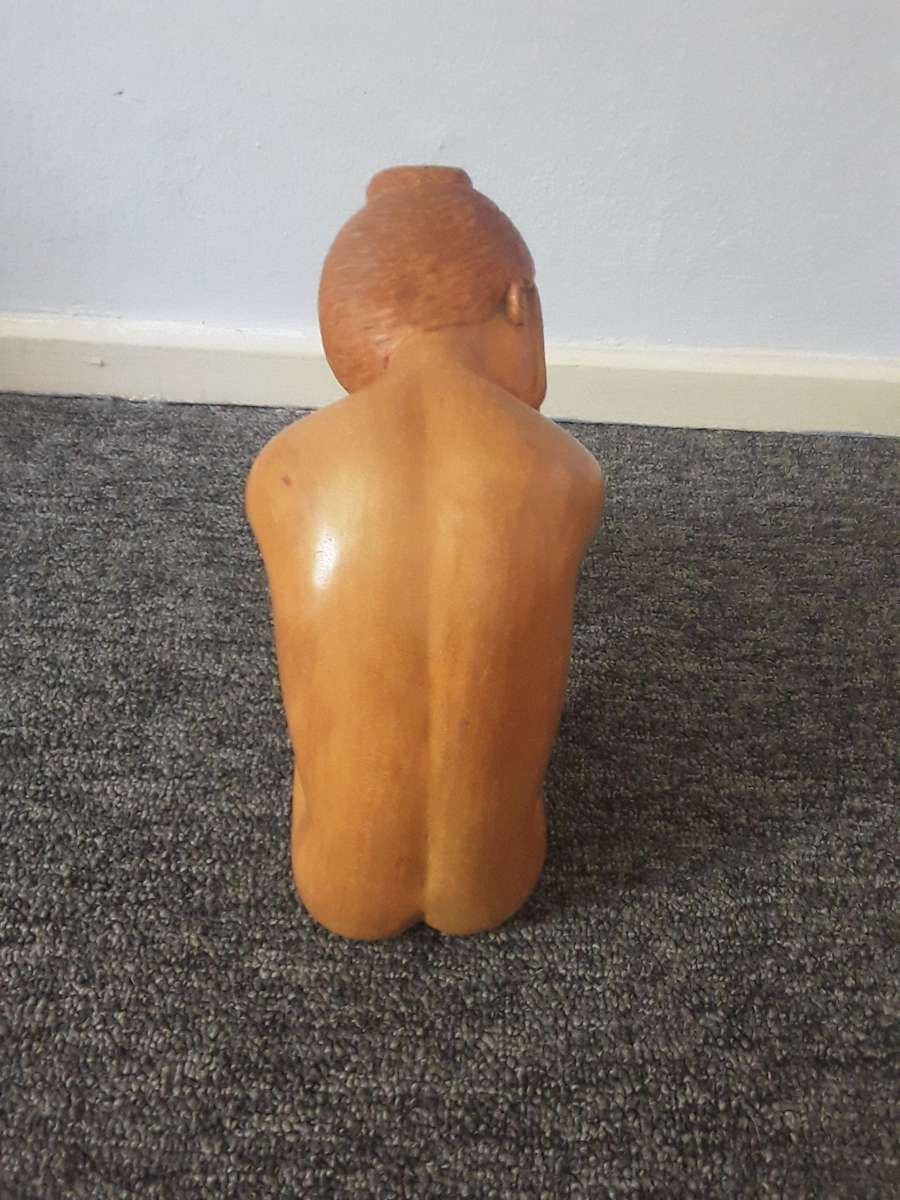 Amazing Oak Wood Hand made nude lady sculpture - Artist FB - 22 CM HEIGHT 11 CM BREATH