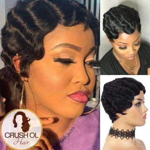 Liza Short Finger Wave Brazilian Pixie Wig