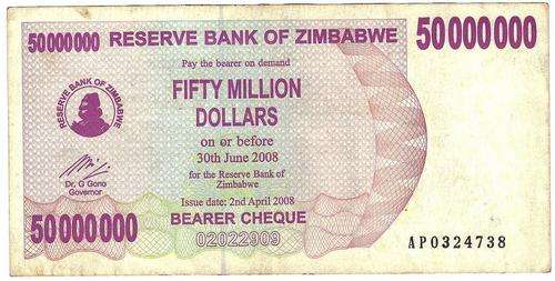 ZIMBABWE 50 MILLION DOLLARS VF
