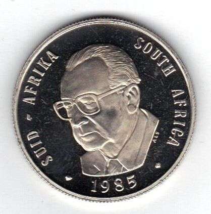 PROOF RSA VILJOEN OLD SPRINGBOK R1 COIN 1985 - AS PER SCAN