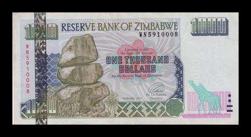 ZIMBABWE 1000 DOLLARS  WN VF CONDITION