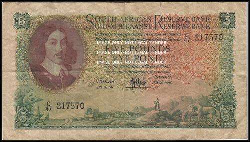 MH DE KOCK 3RD ISSUE FIVE POUNDS - VF ENG AFR - C/47