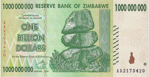 ZIMBABWE ONE BILLION DOLLARS   AA  XF