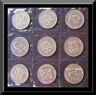 SET OF 9 X OLD SPRINGBOK R1 COINS  VF