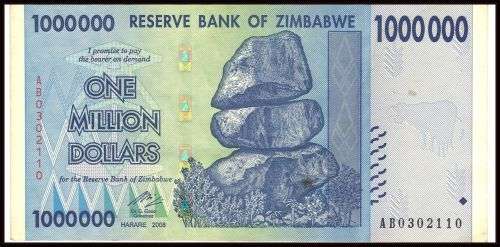 ZIMBABWE ONE MILLION DOLLARS  AB   VF