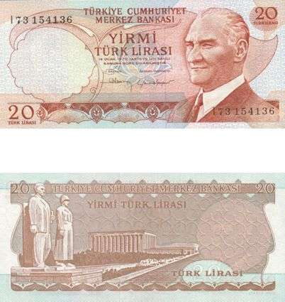 TURKEY -20 LIRA-UNC CONDITION-1970