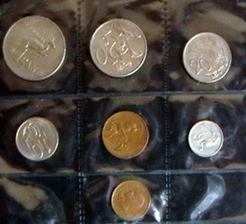 RSA 7 PCE COIN SET FROM 1c TO SPRINGBOK R1 COIN MIX YEARS
